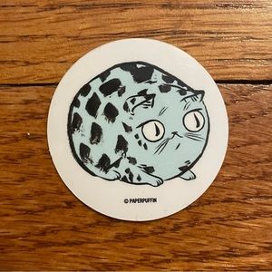 COPY - Round PaperPuffin Cat Sticker